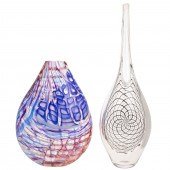 TWO LARGE ART GLASS VASES, TIM