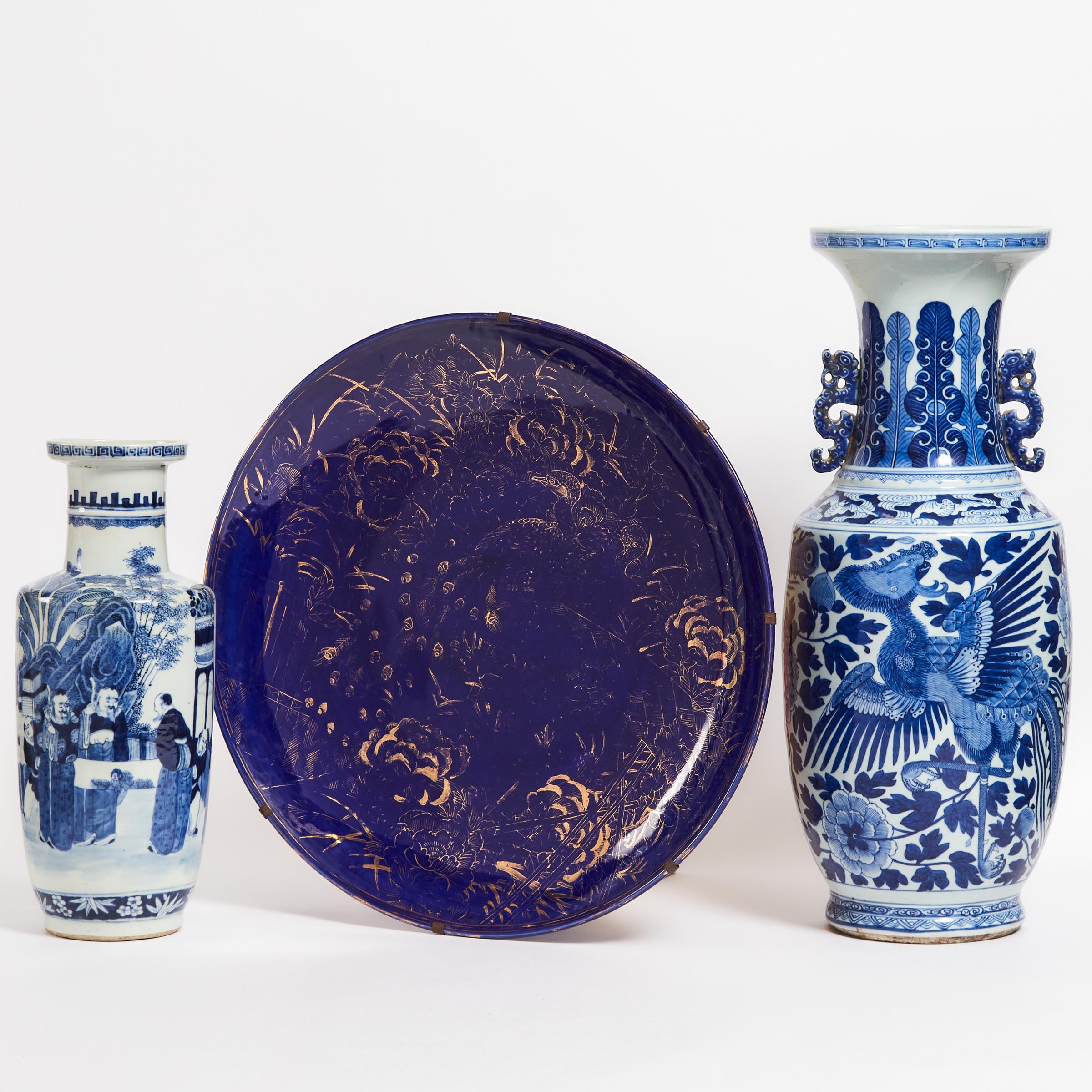 Two Large Blue and White Vases,