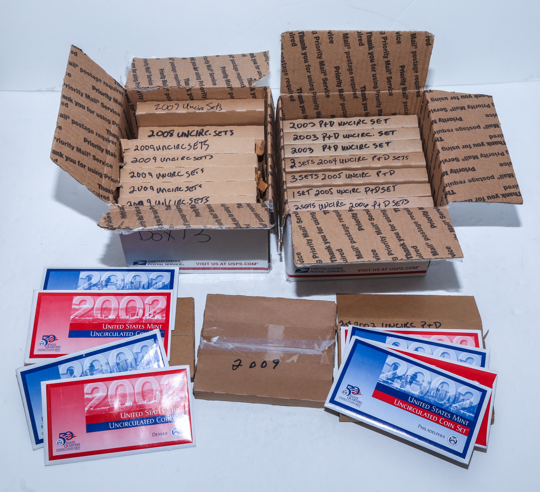 TWO LARGE BOXES OF 28 US MINT