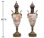 TWO LARGE BRONZE MOUNTED SEVRE