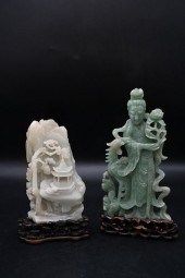 TWO LARGE CARVED CHINESE JADE