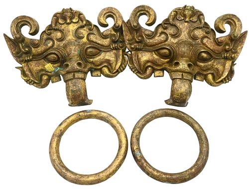 TWO LARGE CHINESE BRONZE DOOR