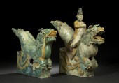 Two Large Chinese Pottery Roof