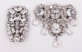 TWO LARGE CLEAR RHINESTONE CLI