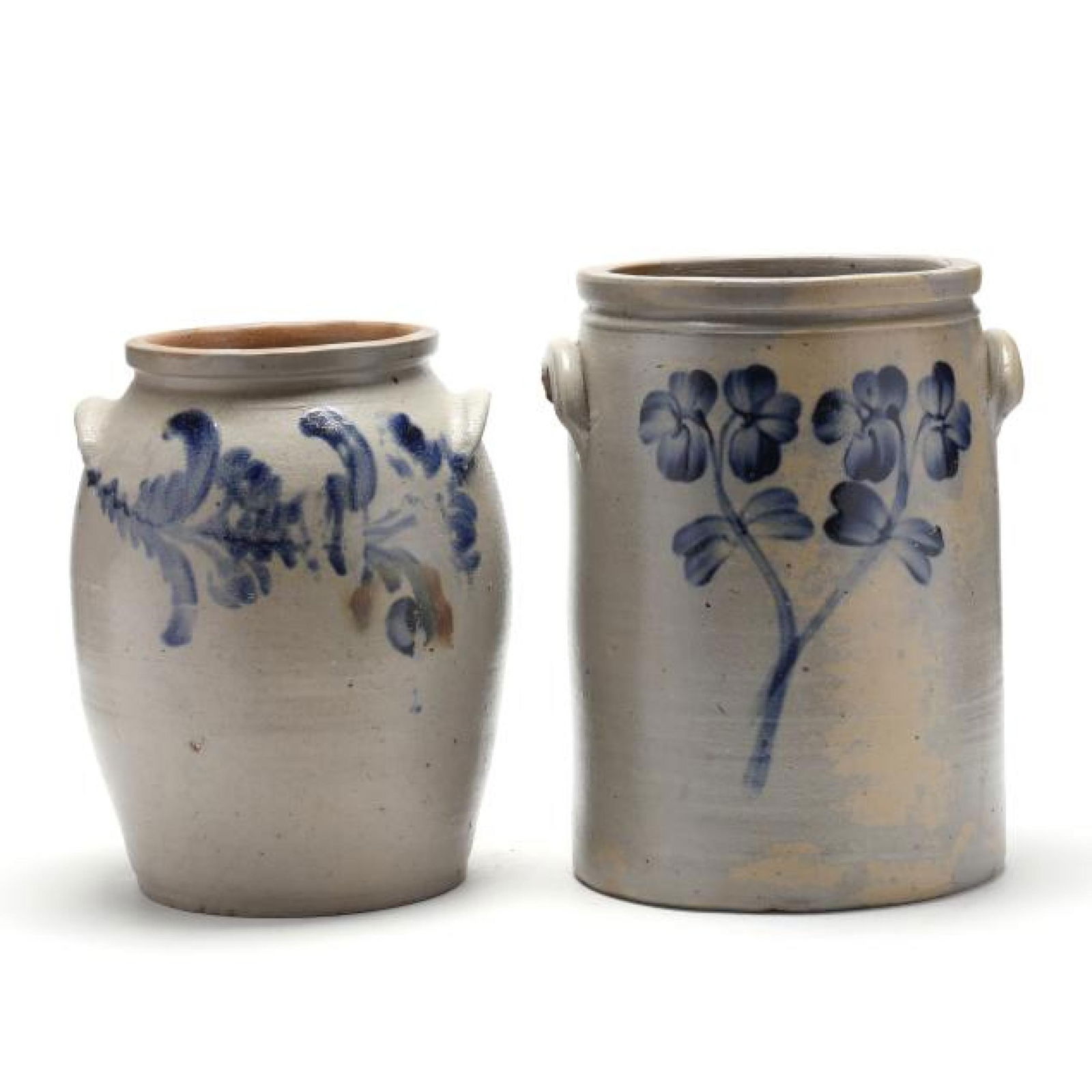 TWO LARGE COBALT DECORATED