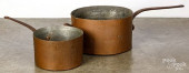 TWO LARGE COPPER COOKING POTS,