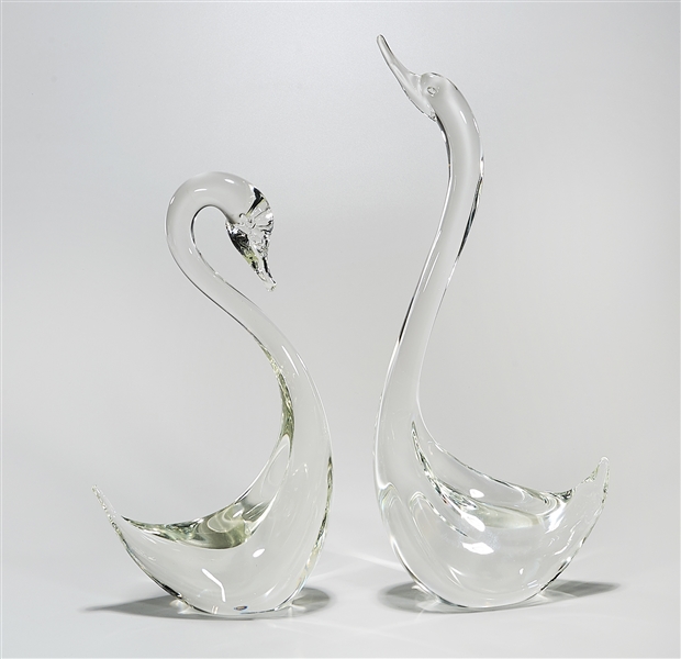 Two large crystal swan