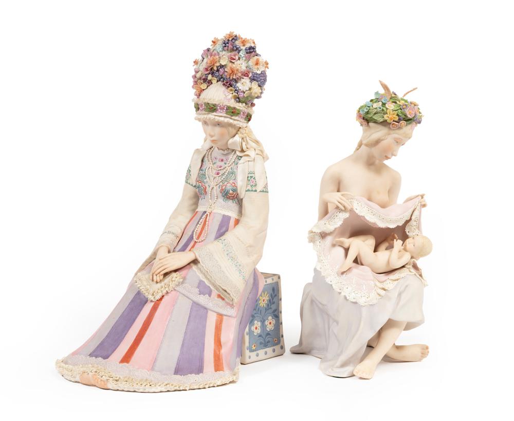 TWO LARGE CYBIS PORCELAIN