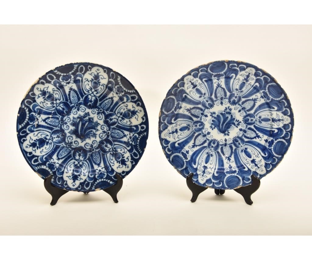 Two large deep Delft chargers, 18th