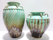TWO LARGE DRIP GLAZED STUDIO P