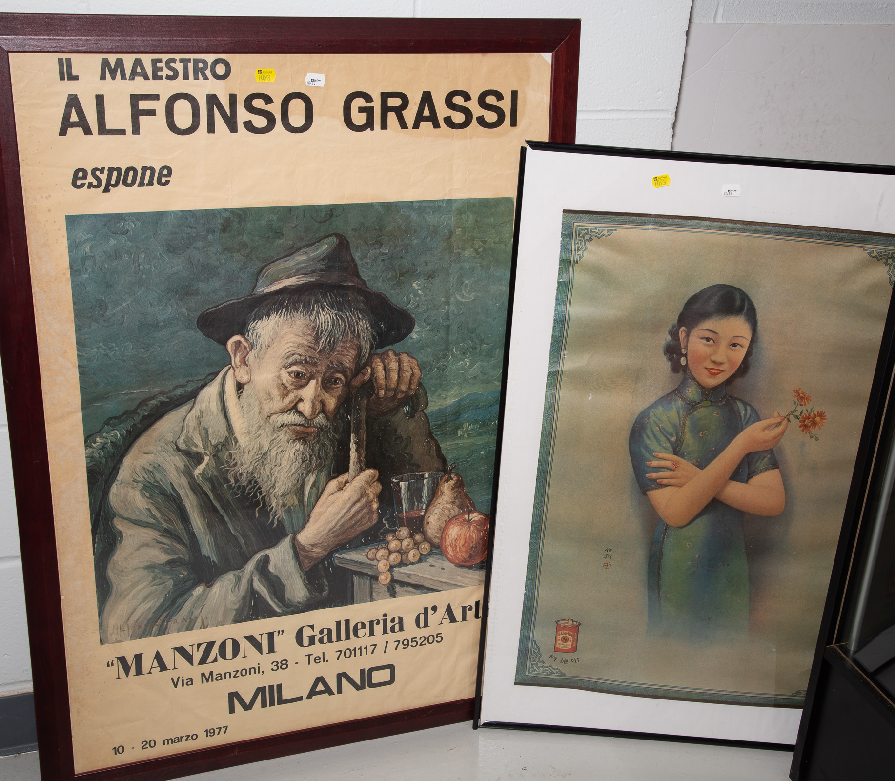 TWO LARGE FRAMED ITEMS Including
