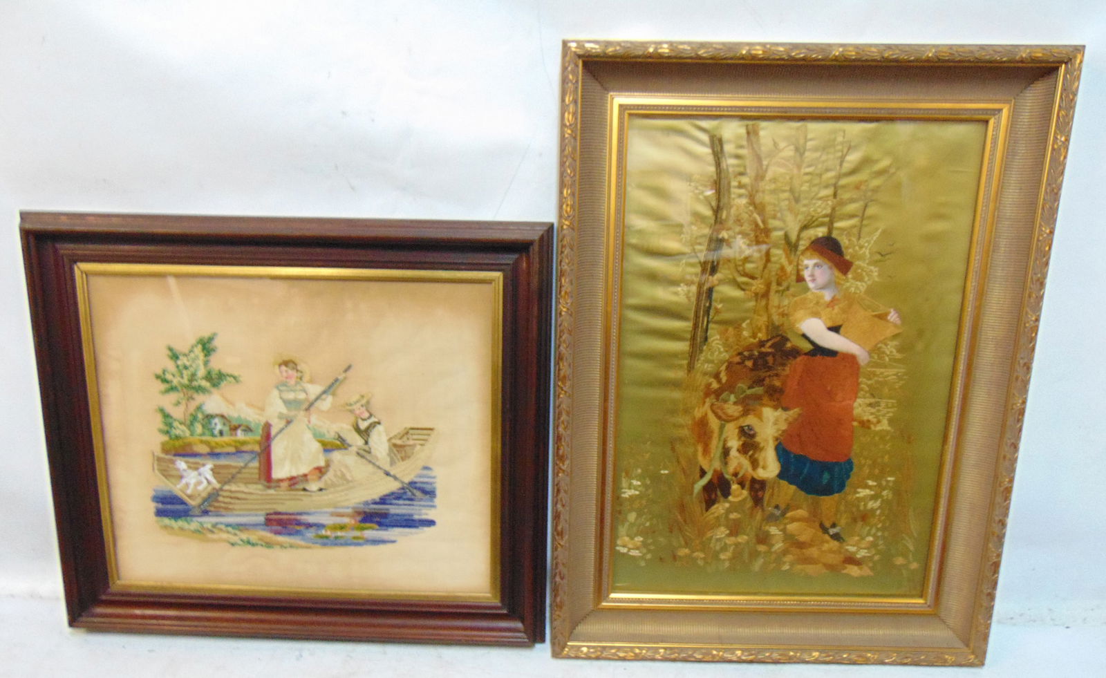 TWO LARGE FRAMED NEEDLEPOINT