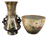 TWO LARGE FRENCH FAIENCE POTTE