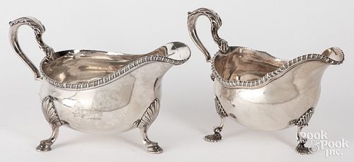 TWO LARGE GEORGIAN SILVER SAUCE
