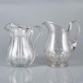 TWO LARGE GLASS PITCHERSCirca