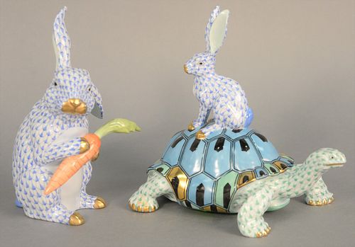 TWO LARGE HEREND PORCELAIN