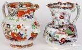 TWO LARGE IRONSTONE PITCHERS,