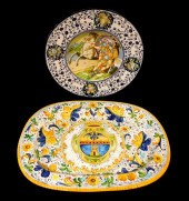 TWO LARGE ITALIAN CERAMIC PLAT