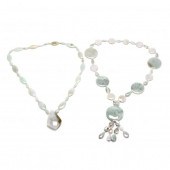 TWO LARGE JADE NECKLACES To in