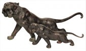 TWO LARGE JAPANESE BRONZE TIGE