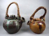 TWO LARGE JAPANESE STONEWARE P