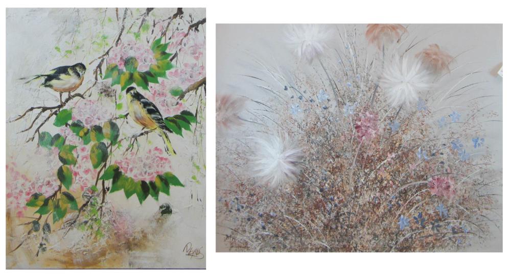 TWO LARGE OILS ON CANVAS FROM