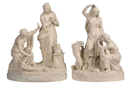 TWO LARGE PARIAN WARE BIBLICAL