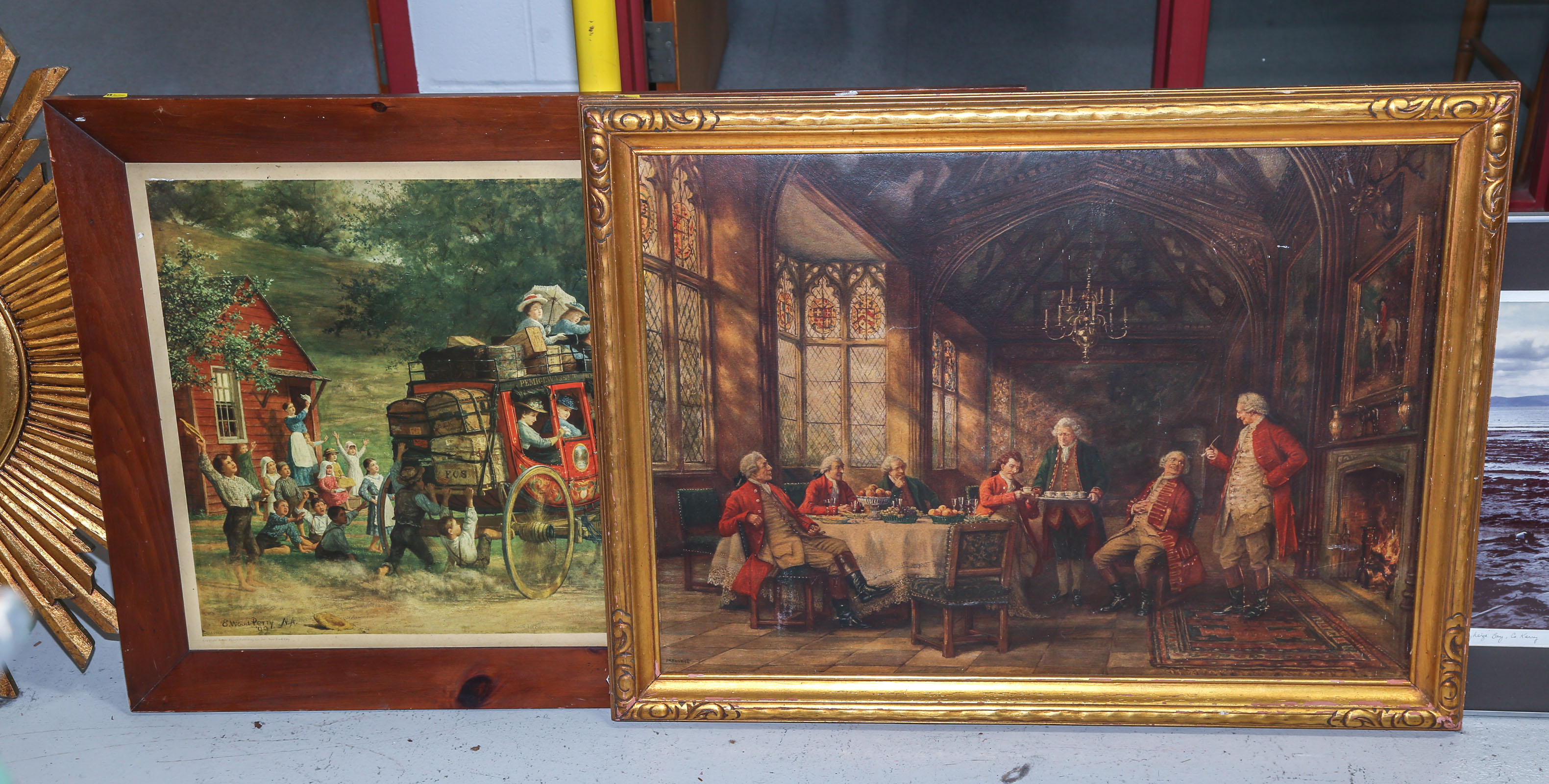 TWO LARGE PRINTS OF PAINTINGS,