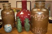 Two large smoked glass storage