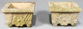 TWO LARGE SQUARE CARVED STONE