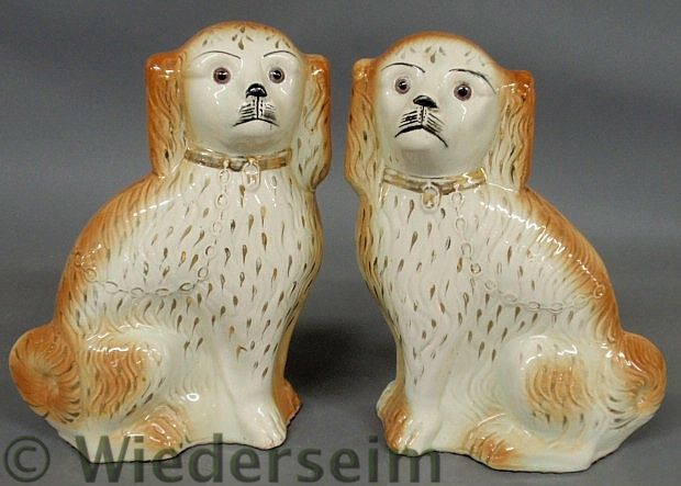 Two large Staffordshire seated