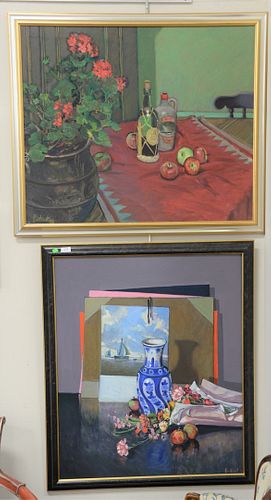 TWO LARGE STILL LIFE OIL ON CANVAS,