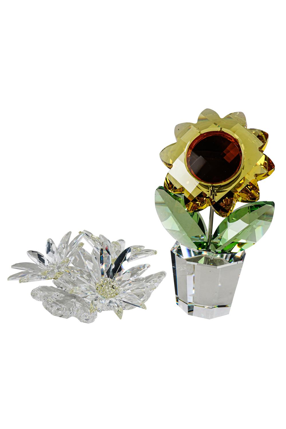 TWO LARGE SWAROVSKI FLOWER