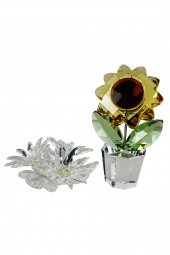 TWO LARGE SWAROVSKI FLOWER FIG