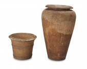 TWO LARGE TERRACOTTA OUTDOOR G
