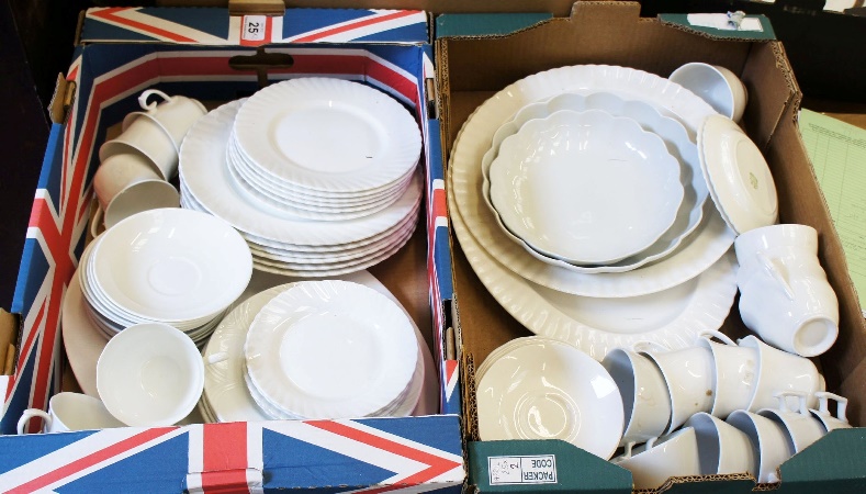 Two Large Trays of White Wares