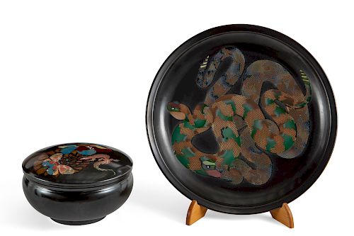 TWO LARGE VICTOR BABU GLAZED