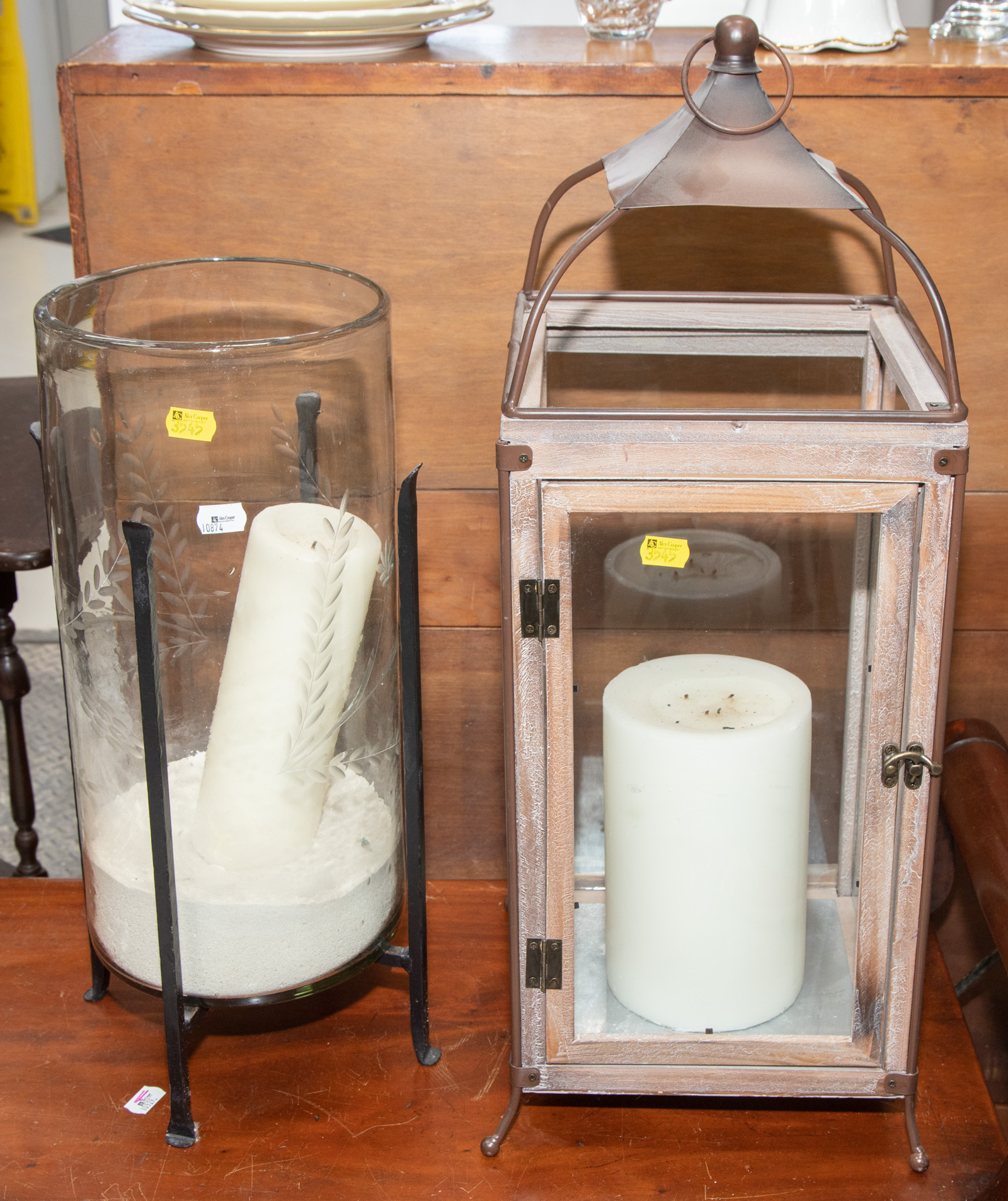 TWO LARGE VOTIVE CANDLE HOLDERS