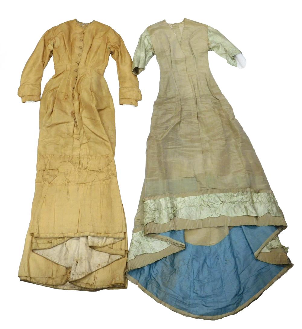 TWO LATE 19TH C. DRESSES, MUSEUM