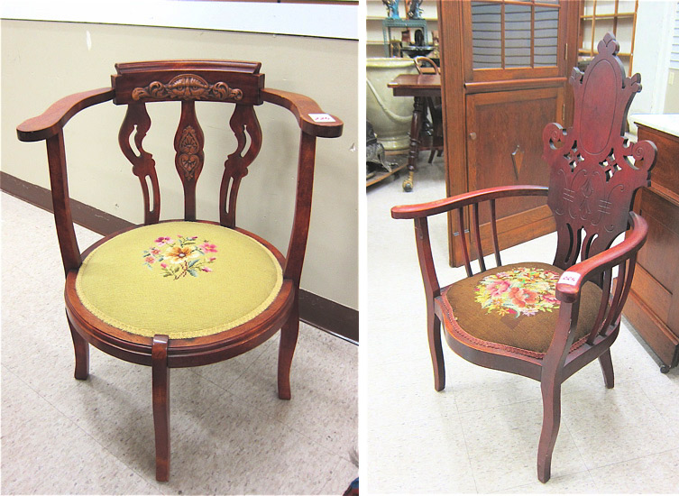TWO LATE VICTORIAN ARMCHAIRS