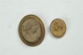 TWO LAVA CAMEOS.  Late 19th-ea