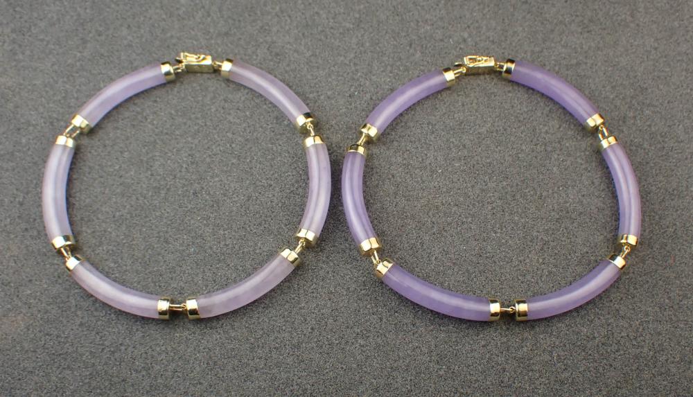 TWO LAVENDER JADE AND GOLD
