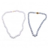 TWO LAVENDER JADE BEAD NECKLAC