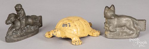TWO LEAD ICE CREAM MOLDS, TURTLE