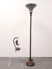 TWO LEADED GLASS LAMPS: NOVELT