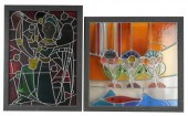 TWO LEADED GLASS PANELSone dep