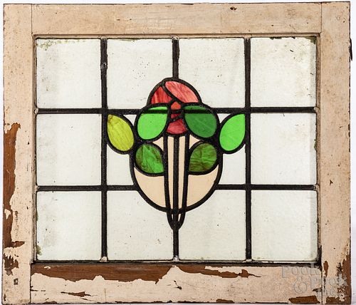 TWO LEADED GLASS WINDOWS, CA.
