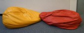 TWO LEATHER BEAN BAG CHAIRSTwo