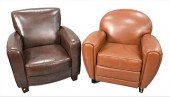 TWO LEATHER EASY CHAIRSTwo Lea