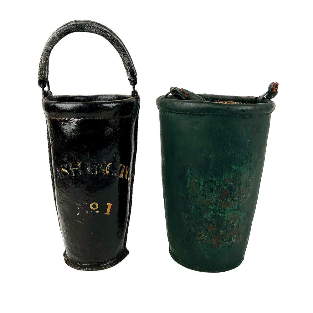 TWO LEATHER FIRE BUCKETS 19TH